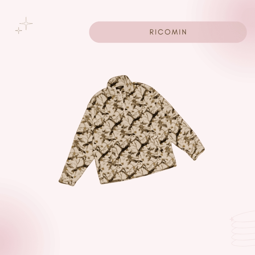 Forever 21 Foiliage Print Fleece Quarter-Zip Jacket: Trendy and Cozy